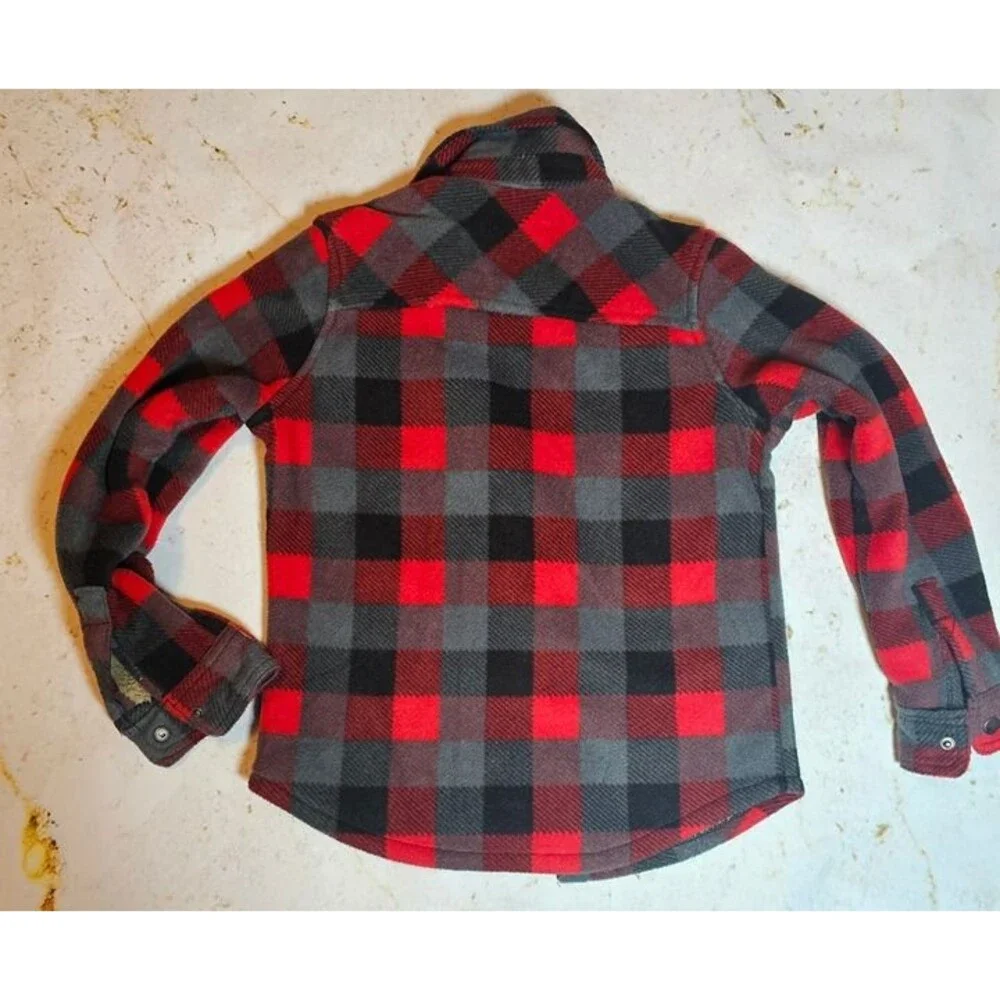 Eddie Bauer Kids Sherpa-Lined Plaid Jacket | Size 8 | Red & Black Buffalo Check